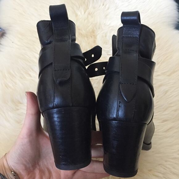 rag & bone Black Leather Strappy ankle Boots Dalton Booties 39.5 - Picture 7 of 8